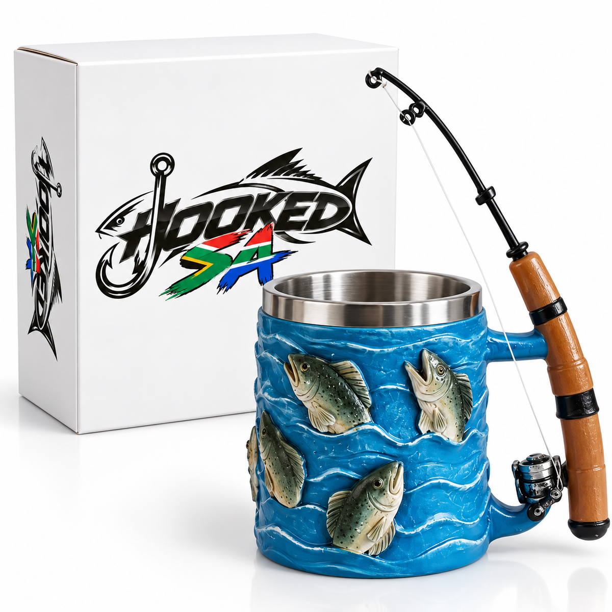 Cast & Sip fishing rod mug by Hooked SA