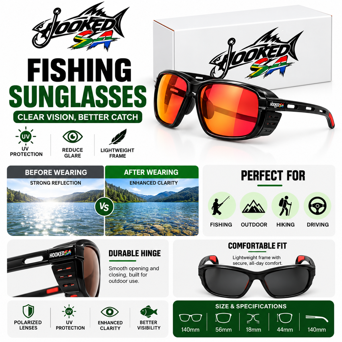 Polarized fishing sunglasses by Hooked SA, photo 2