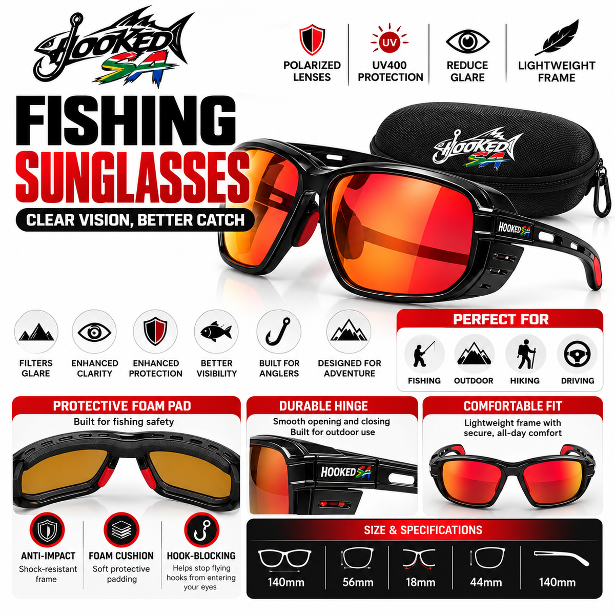 Polarized fishing sunglasses by Hooked SA, photo 3